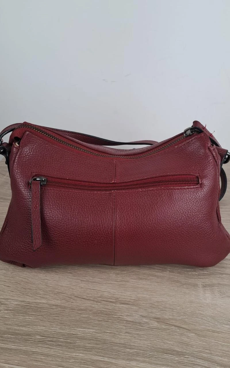 Vintage Katana Burgundy Women's Grained Leather Multi-Pocket Crossbody Bag / 182R – photo 2